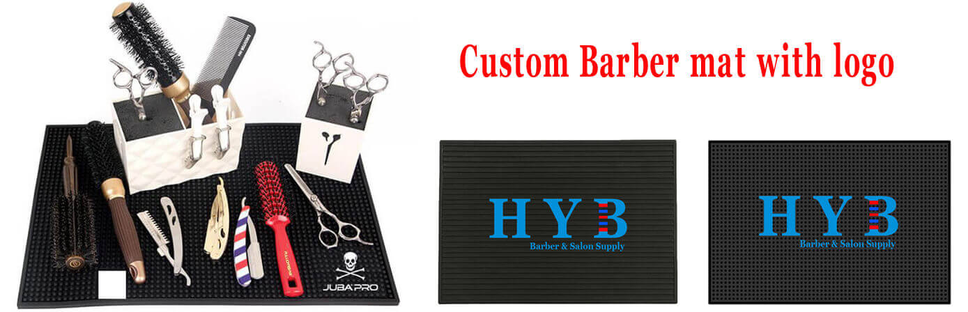 custom barber mat with logo