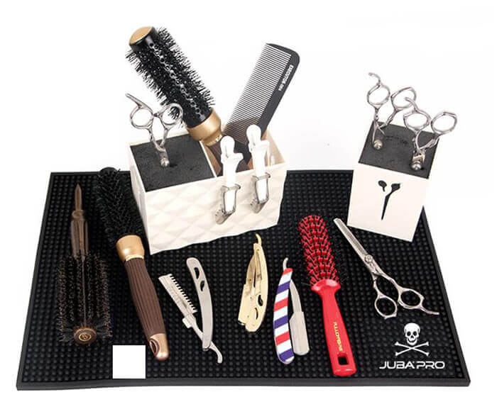 2019 factory direct custom Logo barber mat pvc rubber nonslip Styling