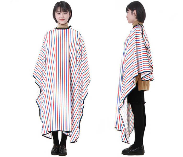 Color stripes Hairdressing Cape <a href=http://www.hybarbersalonsupply.com/product/2020-Custom-high-quality-Salon-Cape-stripes-Polyester-Haircut-Apron-Hair-Cutting-Cape.html target='_blank'>Hair Cutting Cape</a> Barber Cape 01