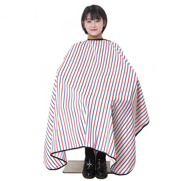 Color stripes Hairdressing Cape <a href=http://www.hybarbersalonsupply.com/product/2020-Custom-high-quality-Salon-Cape-stripes-Polyester-Haircut-Apron-Hair-Cutting-Cape.html target='_blank'>Hair Cutting Cape</a> Barber Cape 03